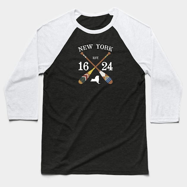 Paddle New York, NY Lake Life Painted Oars Baseball T-Shirt by GreatLakesLocals